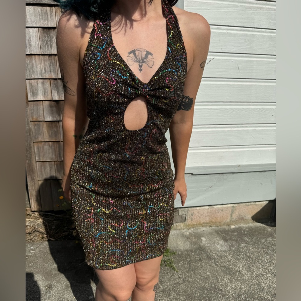 Sparkly multicolor vintage UO halter dress